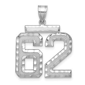14k White Gold, Varsity Collection, Large D/C Pendant, Number 62